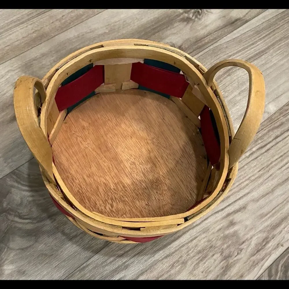 Split Oak Christmas Round Basket Double Handles‎ 7-1/2